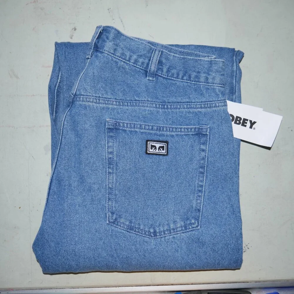 OBEY Bigwig Mens Baggy Jeans Men's Size 36x32 Loose Fit Light Wash Denim NWT